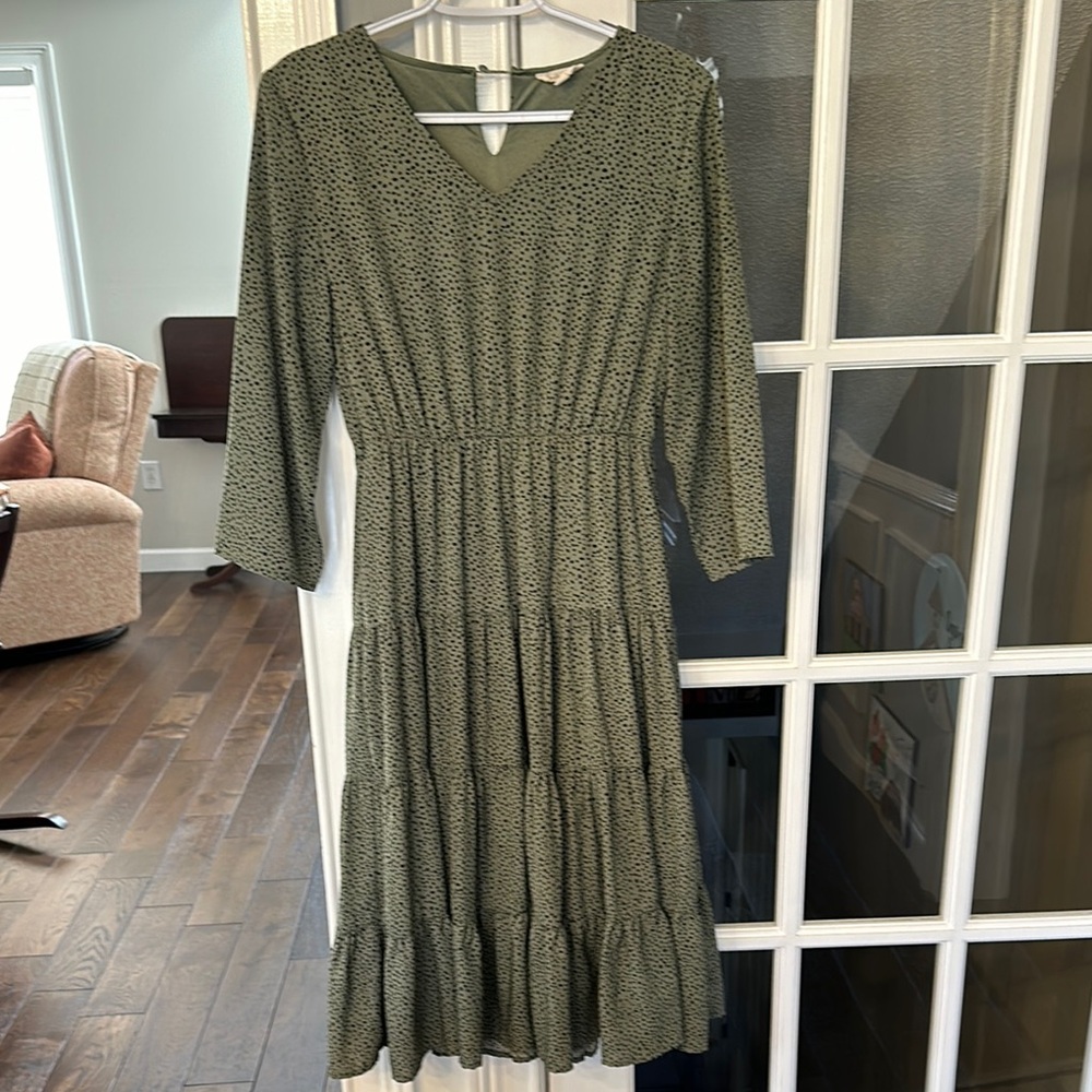 Orange Creek Green Polka dot boutique Midi Dress